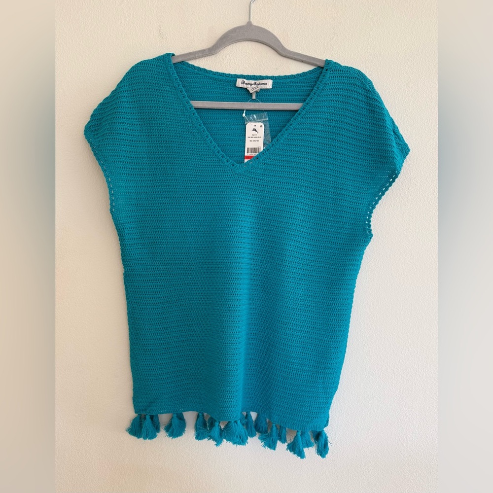 Tommy Bahama Teal Tunic With Tassel Hem